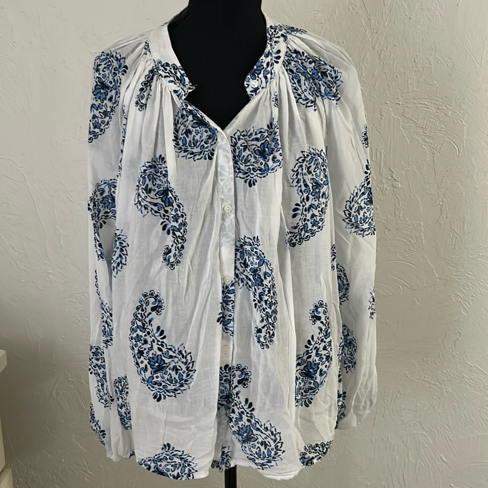 Coastal flowy button down top